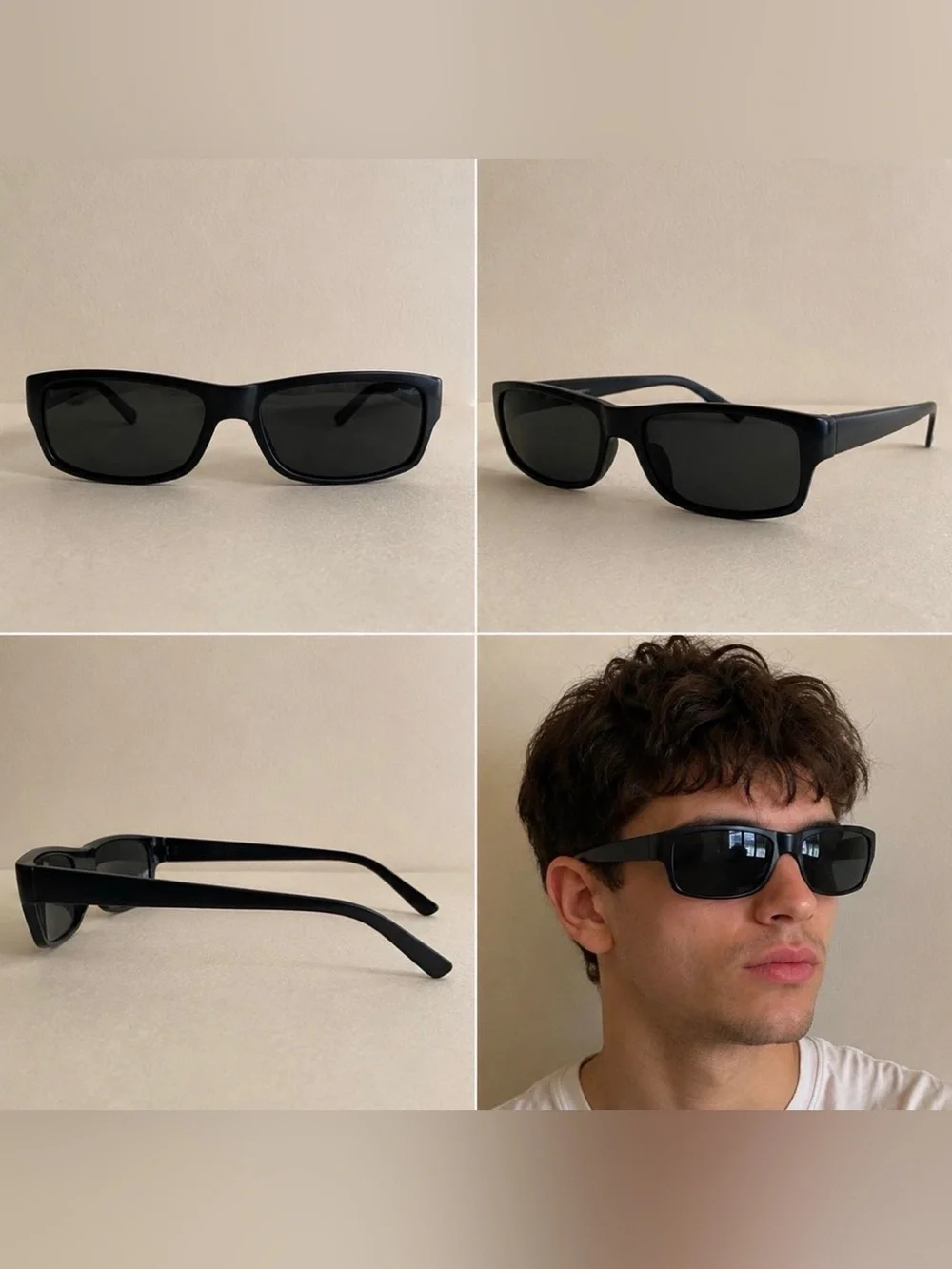 Men’s Black Rectangle Sunglasses | Retro Y2K Streetwear UV400 Shades